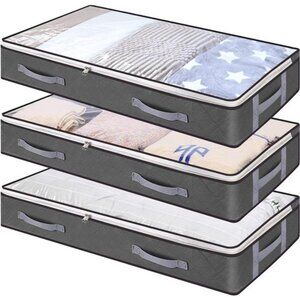3 Pack Underbed Storage Bags 75L Foldable Clothes Bag Large Capacity Storage